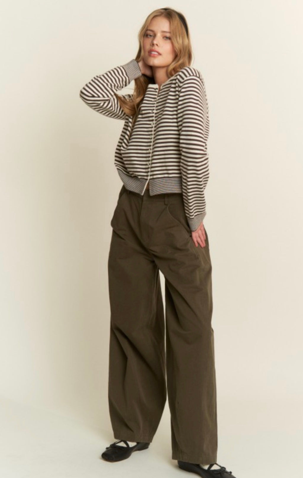 Cotton wide leg pants olive