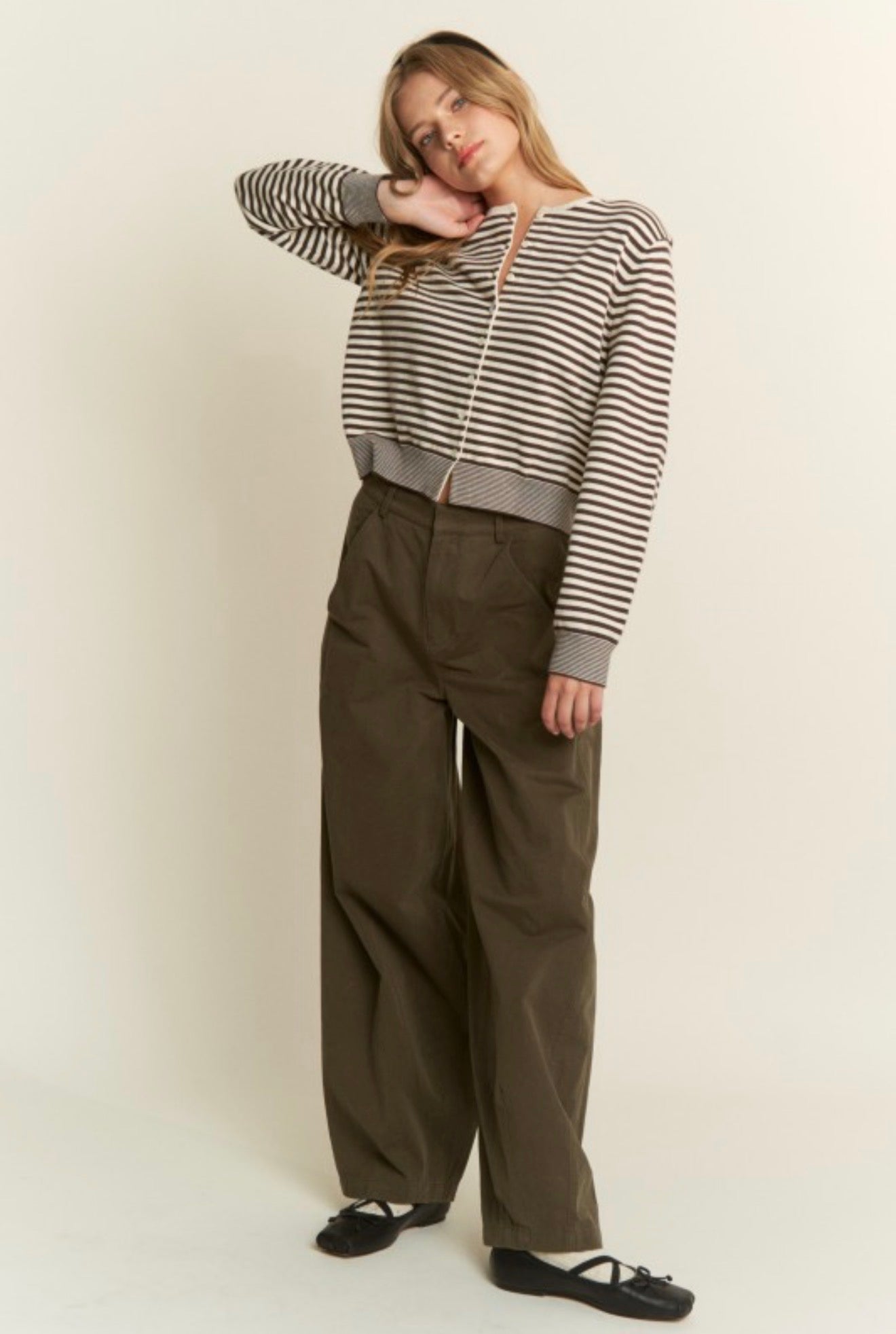 Cotton wide leg pants olive